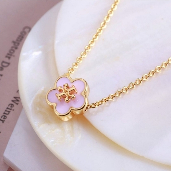 Tory Burch Jewelry - Tory Burch Orchid Pink Kira Enamel Flower Necklace